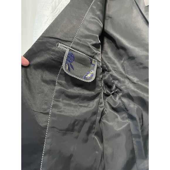 Cloudstyle Men's Dinner Jacket Blue and Gold Embroidered On Silky Black Sz Small - Picture 12 of 16